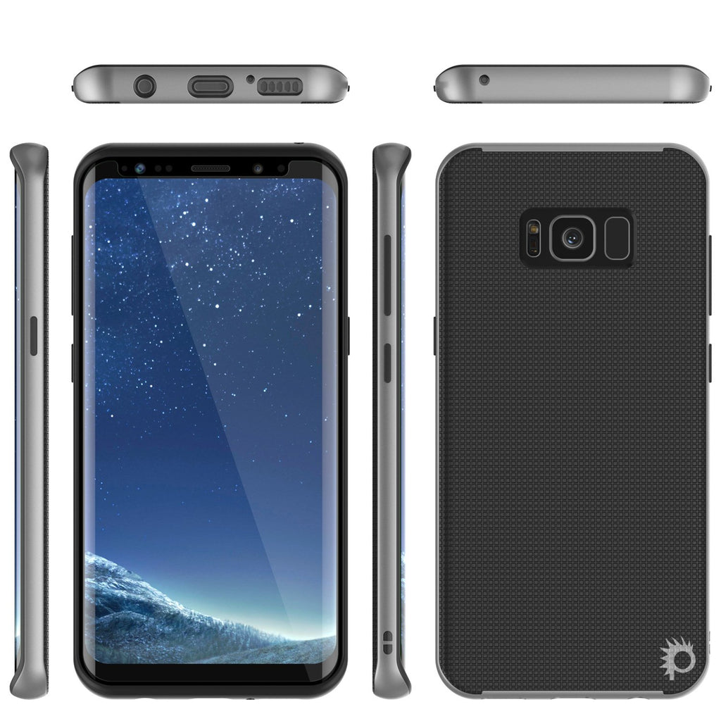 Galaxy S8 PLUS Case, PunkCase [Stealth Series] Hybrid 3-Piece Shockproof Dual Layer Cover [Non-Slip] [Soft TPU + PC Bumper] with PUNKSHIELD Screen Protector for Samsung S8+ [Silver] (Color in image: Black)