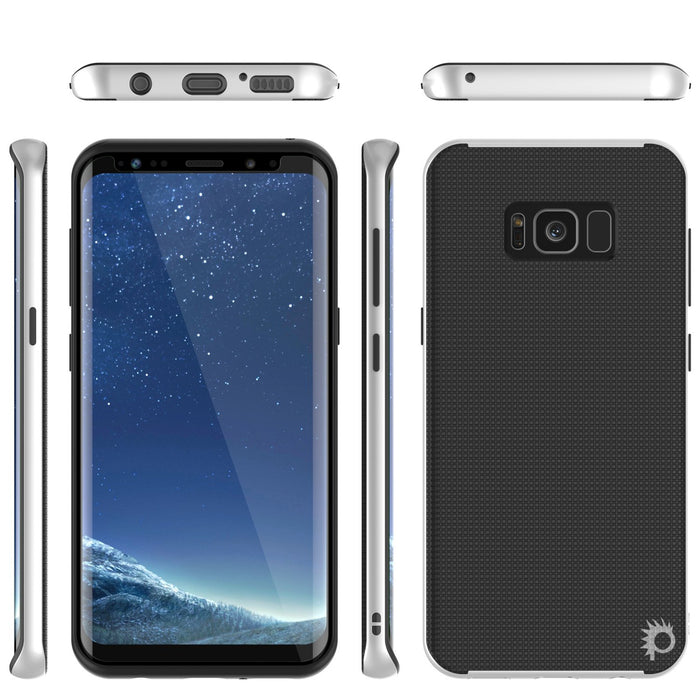 Galaxy S8 PLUS Case, PunkCase [Stealth Series] Hybrid 3-Piece Shockproof Dual Layer Cover [Non-Slip] [Soft TPU + PC Bumper] with PUNKSHIELD Screen Protector for Samsung S8+ [White] (Color in image: Black)