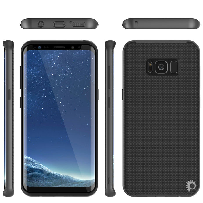 Galaxy S8 Case, PunkCase [Stealth Series] Hybrid 3-Piece Shockproof Dual Layer Cover [Non-Slip] [Soft TPU + PC Bumper] with PUNKSHIELD Screen Protector for Samsung S8 Edge [Grey] (Color in image: Black)