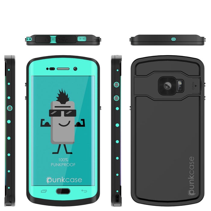 Galaxy s6 EDGE Plus Waterproof Case, Punkcase StudStar Teal Water/Shock Proof | Lifetime Warranty (Color in image: black)