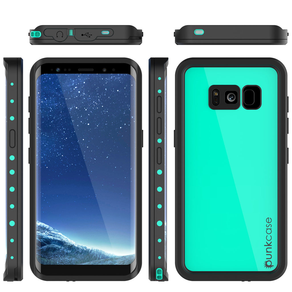 Galaxy S8 Waterproof Case PunkCase StudStar Teal Thin 6.6ft Underwater IP68 Shock/Snow Proof (Color in image: light blue)