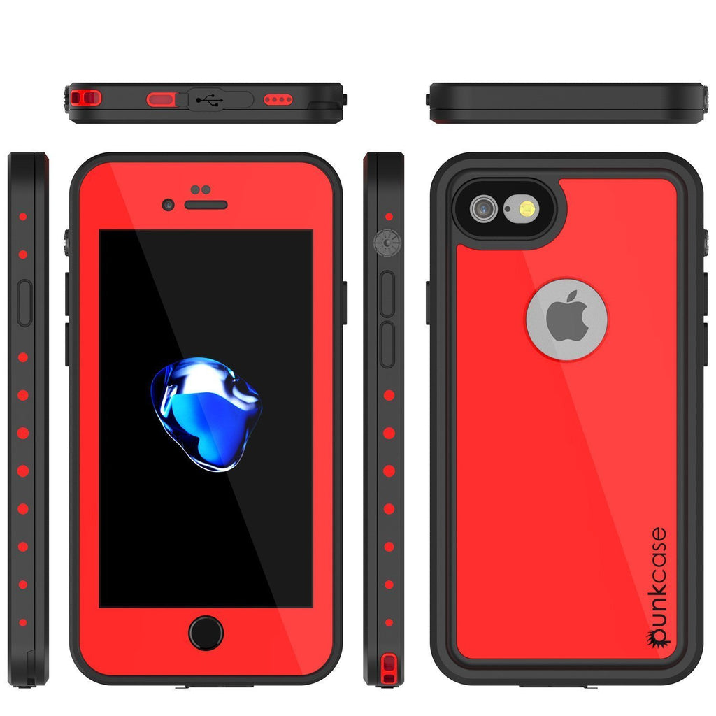 iPhone 8 Waterproof Case, Punkcase [Red] [StudStar Series] [Slim Fit] [IP68 Certified]  [Dirtproof] [Snowproof] (Color in image: teal)