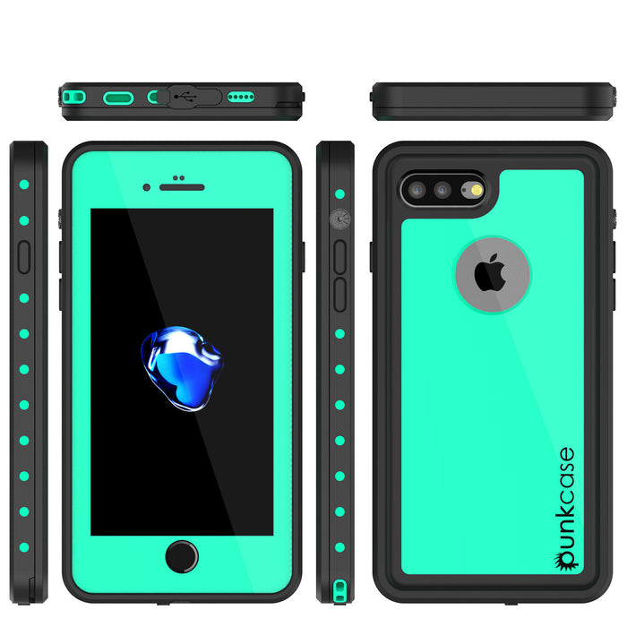 iPhone 7+ Plus Waterproof IP68 Case, Punkcase [Teal] [StudStar Series] [Slim Fit] [Dirtproof] (Color in image: white)