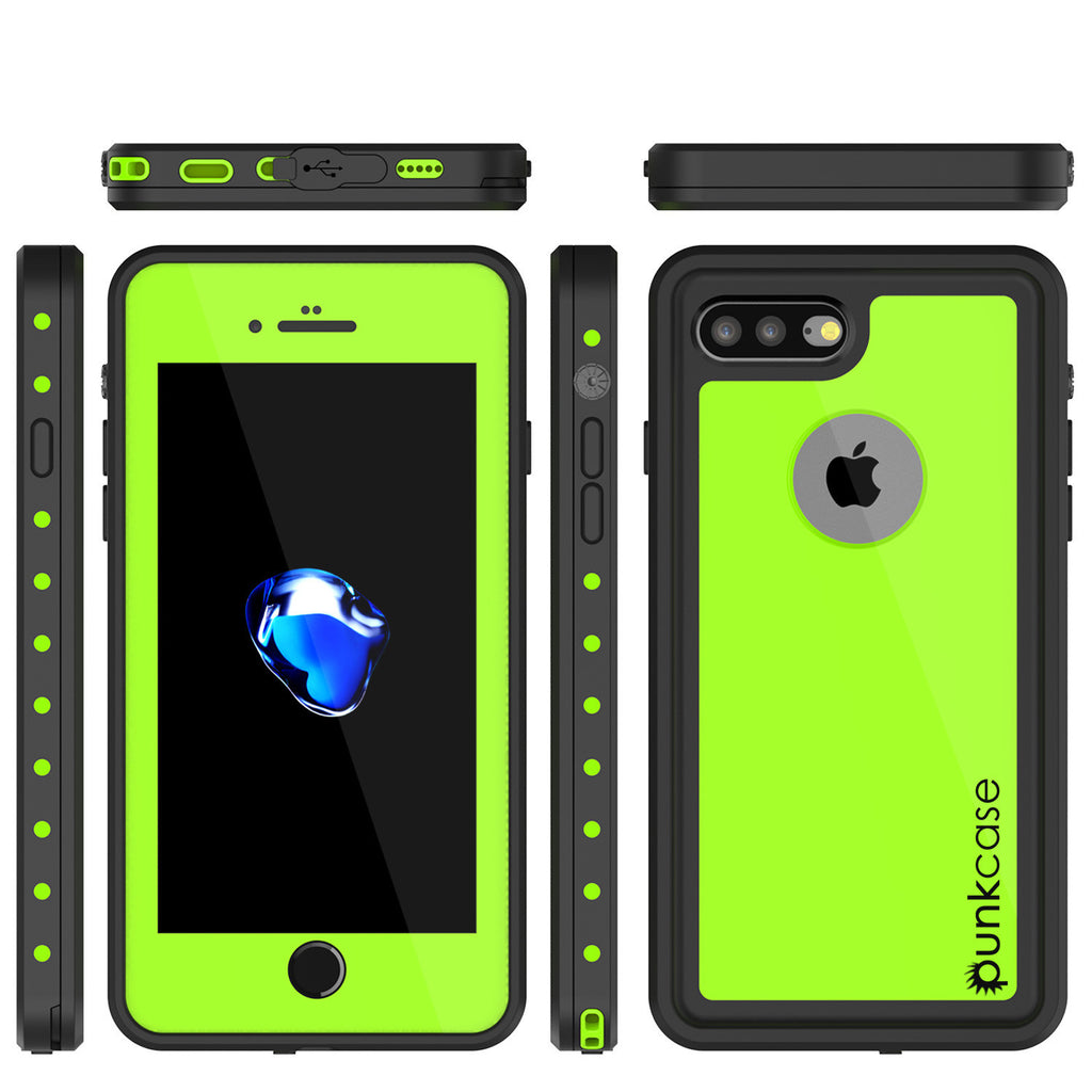 iPhone 7+ Plus Waterproof IP68 Case, Punkcase [Light Green] [StudStar Series] [Slim Fit] [Dirtproof] (Color in image: pink)