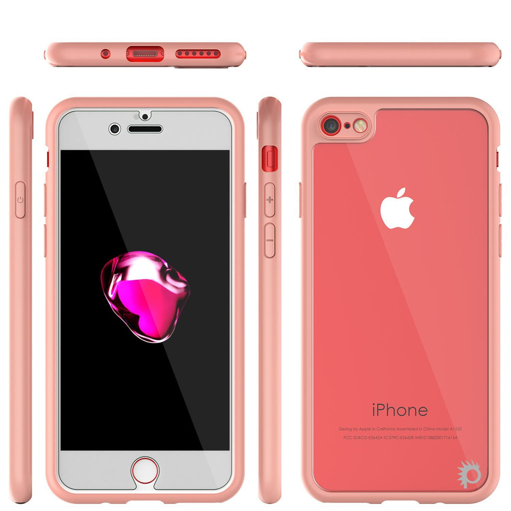 iPhone 8 Case [MASK Series] [PINK] Full Body Hybrid Dual Layer TPU Cover W/ protective Tempered Glass Screen Protector (Color in image: navy)