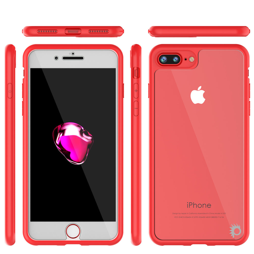 iPhone 7 PLUS Case [MASK Series] [RED] Full Body Hybrid Dual Layer TPU Cover W/ protective Tempered Glass Screen Protector (Color in image: pink)