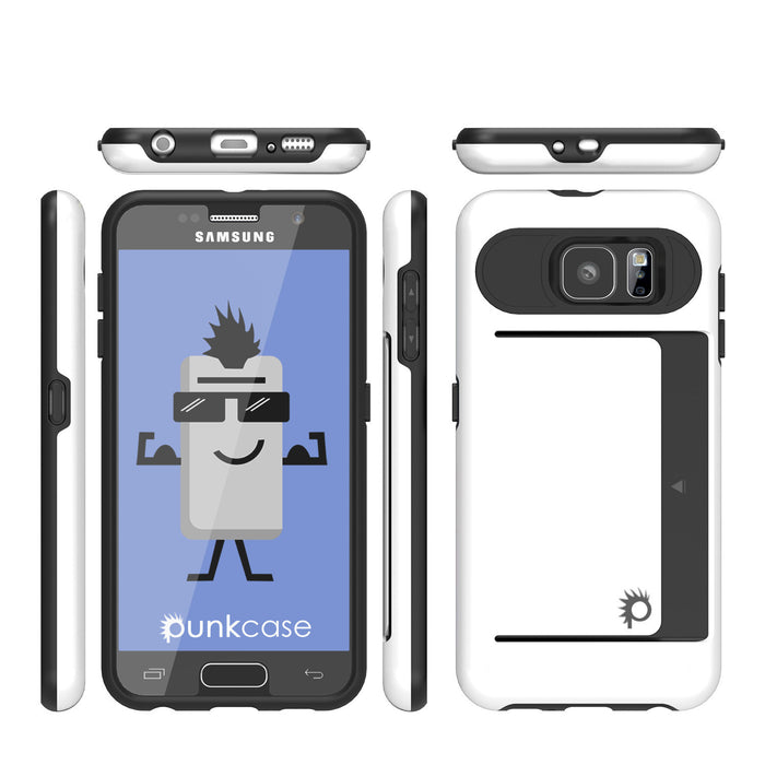 Galaxy s6 Case PunkCase CLUTCH White Series Slim Armor Soft Cover Case w/ Tempered Glass (Color in image: Black)