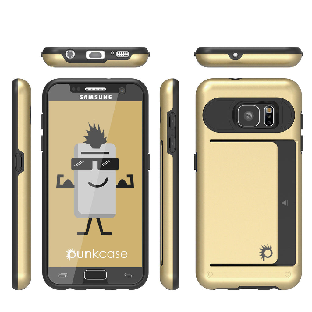Galaxy s7 Case PunkCase CLUTCH Gold Series Slim Armor Soft Cover Case w/ Tempered Glass (Color in image: Black)