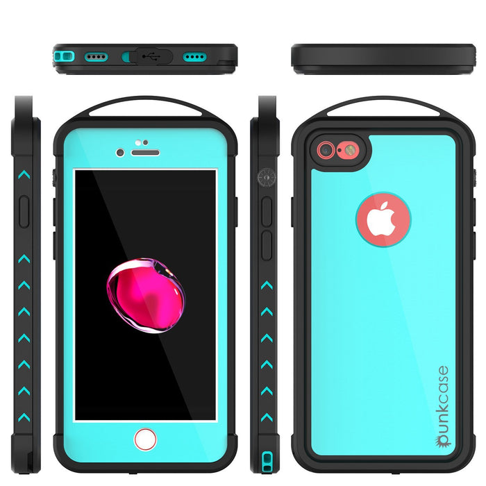 iPhone 8 Waterproof Case, Punkcase ALPINE Series, Teal | Heavy Duty Armor Cover (Color in image: light blue)