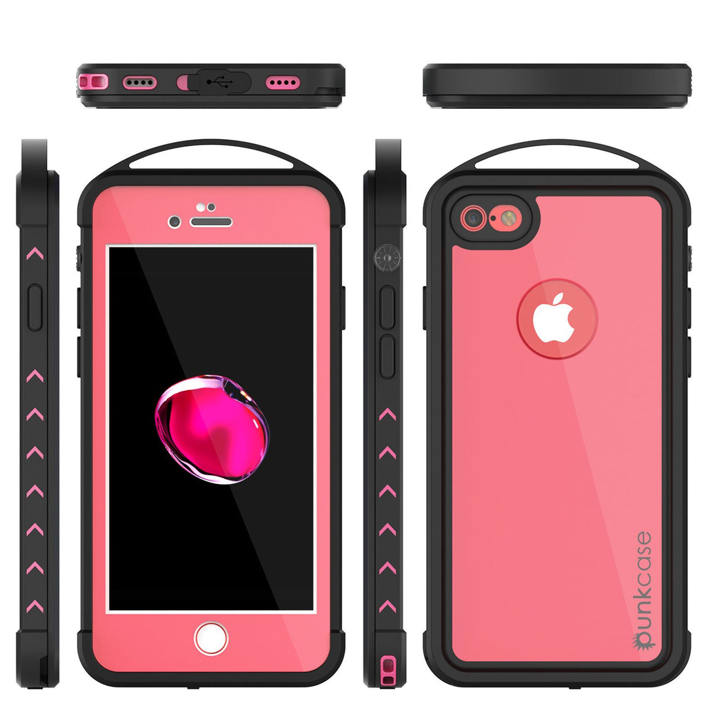 iPhone 7 Waterproof Case, Punkcase ALPINE Series, Pink | Heavy Duty Armor Cover (Color in image: red)