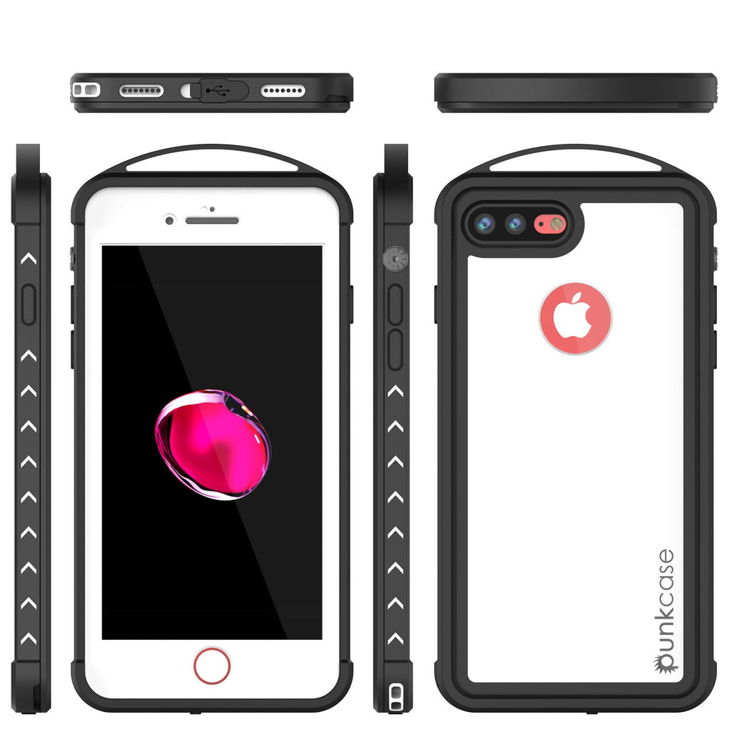 iPhone 7+ Plus Waterproof Case, Punkcase ALPINE Series, CLEAR | Heavy Duty Armor Cover (Color in image: pink)