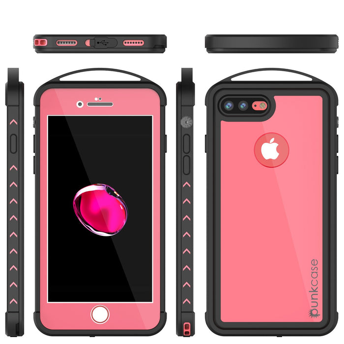 iPhone 7+ Plus Waterproof Case, Punkcase ALPINE Series, Pink | Heavy Duty Armor Cover (Color in image: red)