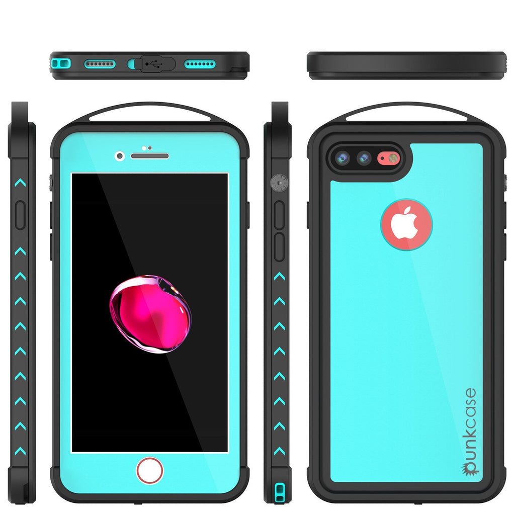 iPhone 8+ Plus Waterproof Case, Punkcase ALPINE Series, Teal | Heavy Duty Armor Cover (Color in image: light blue)