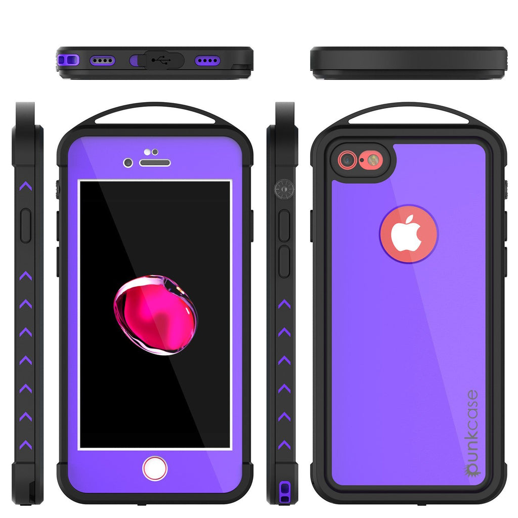 iPhone 8 Waterproof Case, Punkcase ALPINE Series, Purple | Heavy Duty Armor Cover (Color in image: pink)