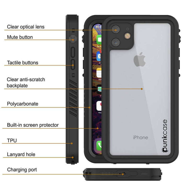 iPhone 11 Waterproof Case, Punkcase [Extreme Series] Armor Cover W/ Built In Screen Protector [Black] (Color in image: Purple)