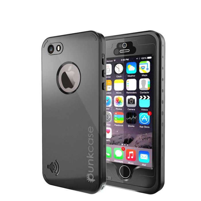 iPhone 5S/5 Waterproof Case, PunkCase StudStar Black Case Water/Shock/Dirt Proof | Lifetime Warranty (Color in image: black)
