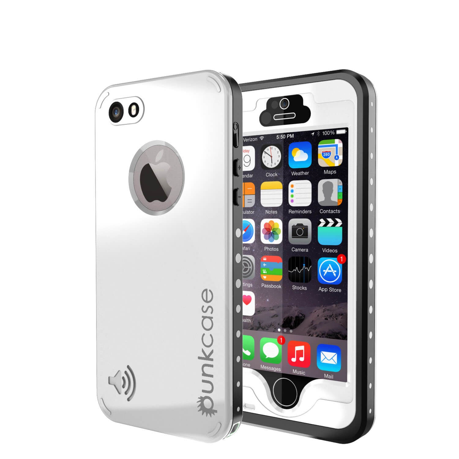 iPhone 5S/5 Waterproof Case, PunkCase StudStar White Case Water/Shock/Dirt Proof | Lifetime Warranty (Color in image: white)