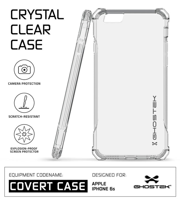 iPhone 6S Case, Ghostek® Covert Clear, Premium Impact Protective Armor | Lifetime Warranty Exchange (Color in image: space grey)