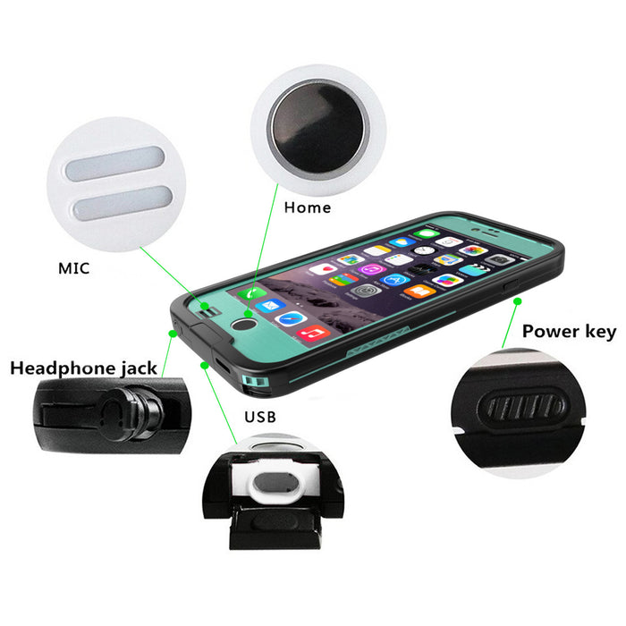 iPhone 6S+/6+ Plus Waterproof Case, Punkcase SpikeStar Teal | Thin Fit 6.6ft Underwater IP68 (Color in image: purple)