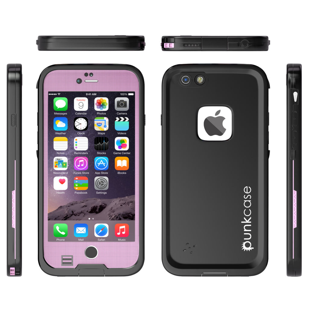 iPhone 6S/6 Waterproof Case, Punkcase SpikeStar Pink | Thin Fit 6.6ft Underwater IP68 | Warranty (Color in image: black)