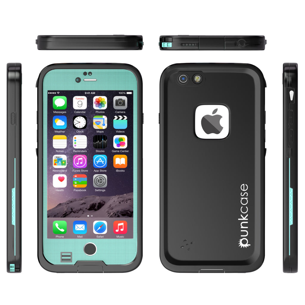iPhone 6S/6 Waterproof Case, Punkcase SpikeStar Teal | Thin Fit 6.6ft Underwater IP68 | Warranty (Color in image: black)