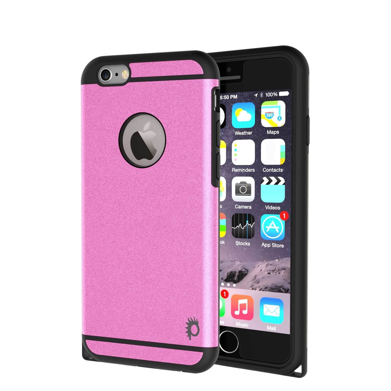 iPhone 6s Plus/6 Plus Case PunkCase Galactic Pink Slim w/ Tempered Glass Protector Lifetime Warranty (Color in image: pink)