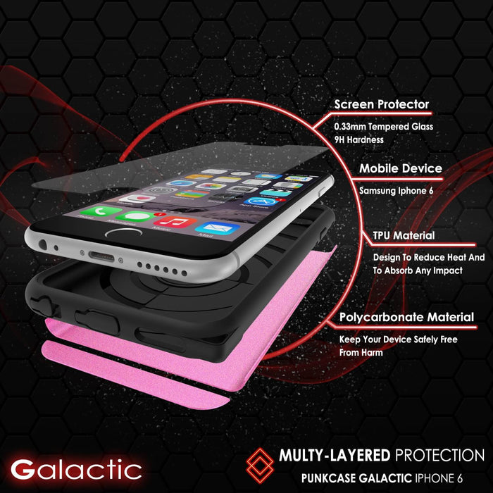 iPhone 6s Plus/6 Plus Case PunkCase Galactic Pink Slim w/ Tempered Glass Protector Lifetime Warranty (Color in image: gold)