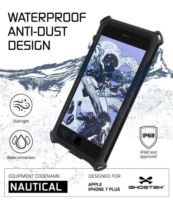 iPhone 8+ Plus Waterproof Case, Ghostek Nautical Series for iPhone 8+ Plus | Slim Underwater Protection | Adventure Duty | Swimming (Black) (Color in image: Green)