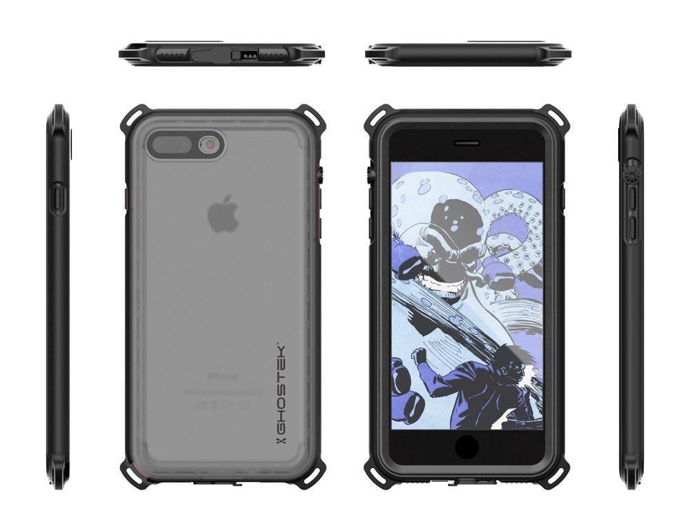 iPhone 8+ Plus Waterproof Case, Ghostek Nautical Series for iPhone 8+ Plus | Slim Underwater Protection | Adventure Duty | Swimming (Black) (Color in image: Red)