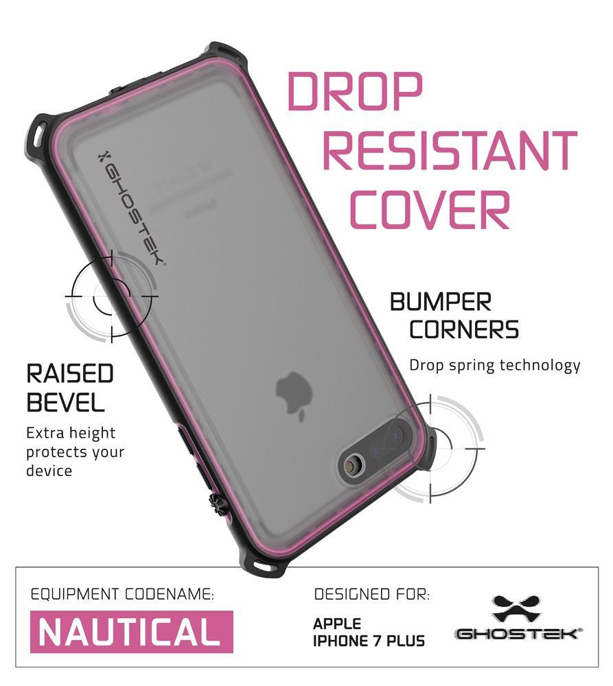 p ESISTANT COVER BUMPER CORNERS Drop spring technology D ips RE aa RAISED BEVEL Extra height protects your device EQUIPMENT CODENAME: DESIGNED FOR es [NAUTICAL APPLE ScHosTtS * IPHONE 7 PLUS (Color in image: Black)