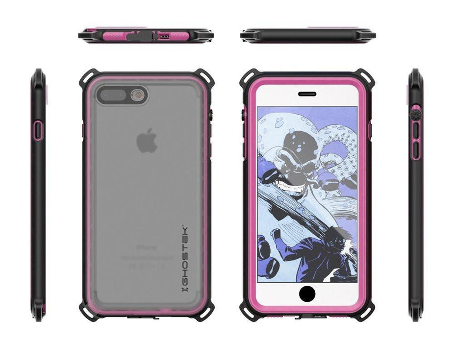iPhone 8+ Plus Waterproof Case, Ghostek Nautical Series for iPhone 8+ Plus | Slim Underwater Protection | Adventure Duty | Swimming (Pink) (Color in image: Red)