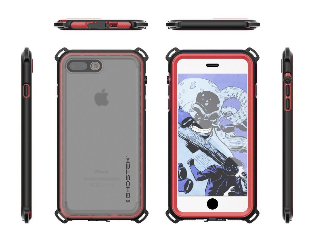 iPhone 7 Plus Waterproof Case, Ghostek Nautical Series for iPhone 7 Plus | Slim Underwater Protection | Adventure Duty | Swimming (Red) (Color in image: Pink)