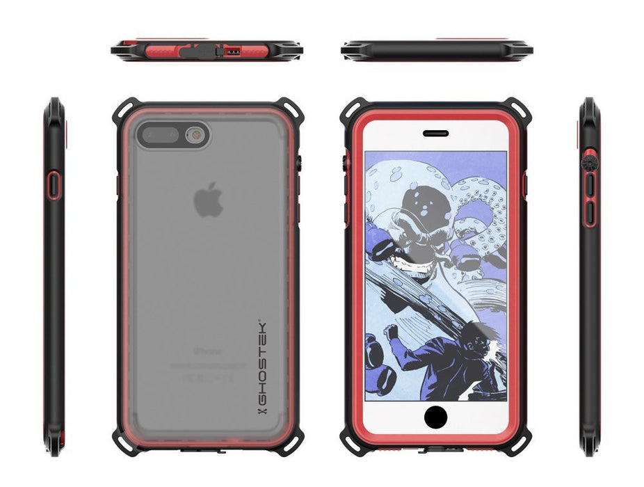 iPhone 7 Plus Waterproof Case, Ghostek Nautical Series for iPhone 7 Plus | Slim Underwater Protection | Adventure Duty | Swimming (Red) (Color in image: Pink)