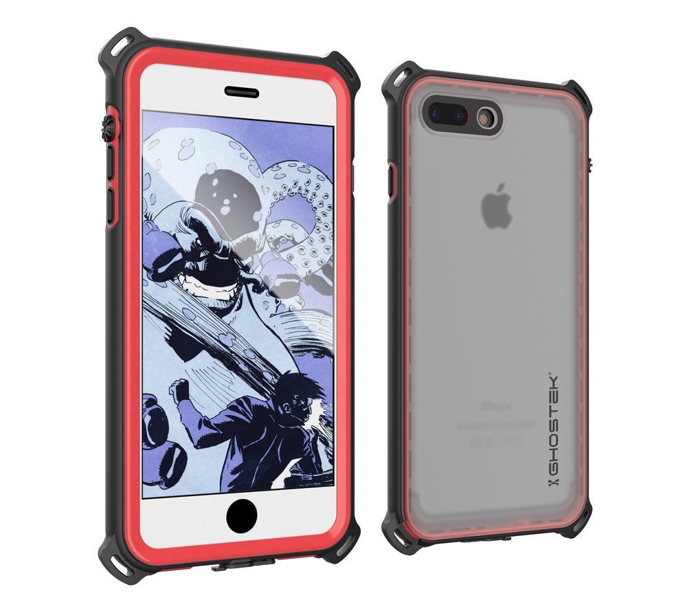 iPhone 7 Plus Waterproof Case, Ghostek Nautical Series for iPhone 7 Plus | Slim Underwater Protection | Adventure Duty | Swimming (Red) (Color in image: Red)