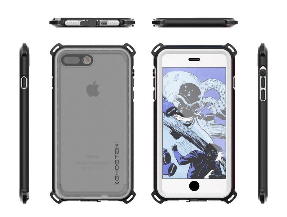 iPhone 8+ Plus Waterproof Case, Ghostek Nautical Series for iPhone 8+ Plus | Slim Underwater Protection | Adventure Duty | Swimming (White) (Color in image: Red)