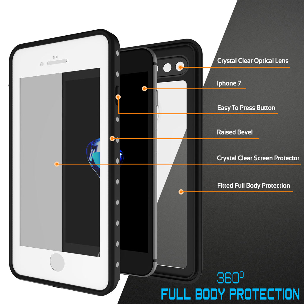 iPhone 7+ Plus Waterproof IP68 Case, Punkcase [Clear] [StudStar Series] [Slim Fit] [Dirtproof] (Color in image: white)