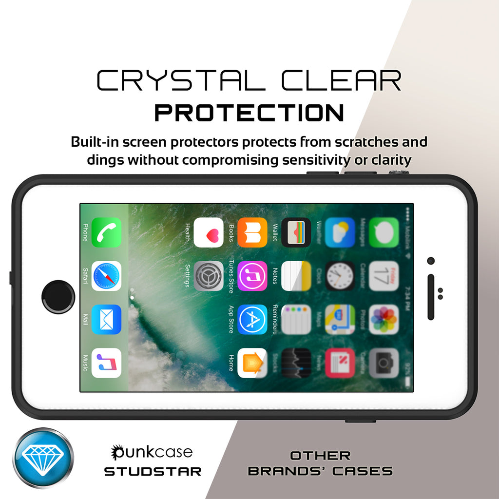 iPhone 8+ Plus Waterproof Case, Punkcase [StudStar Series] [Clear] [Slim Fit] [Shockproof] [Dirtproof] [Snowproof] Armor Cover (Color in image: light blue)
