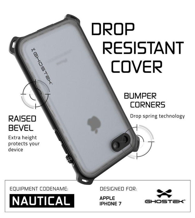 iPhone  8  Waterproof Case, Ghostek Nautical Series for iPhone  8  | Slim Underwater Protection | Ultra Fit | Swimming (Black) (Color in image: Teal)