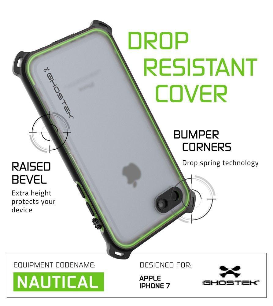 iPhone  8  Waterproof Case, Ghostek Nautical Series for iPhone  8  | Slim Underwater Protection| Adventure Duty | Ultra Fit | Swimming (Green) (Color in image: Red)