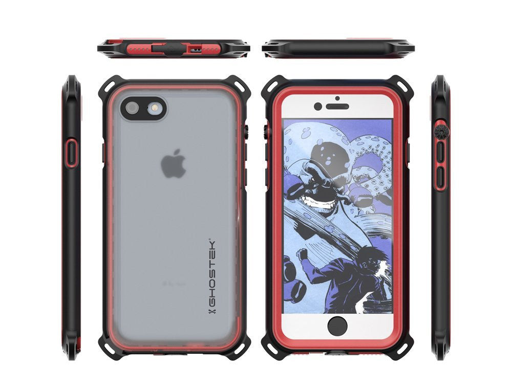 iPhone 7 Waterproof Case, Ghostek Nautical Series for iPhone 7 | Slim Underwater Protection | Adventure Duty | Ultra Fit | Swimming (Red) (Color in image: Teal)
