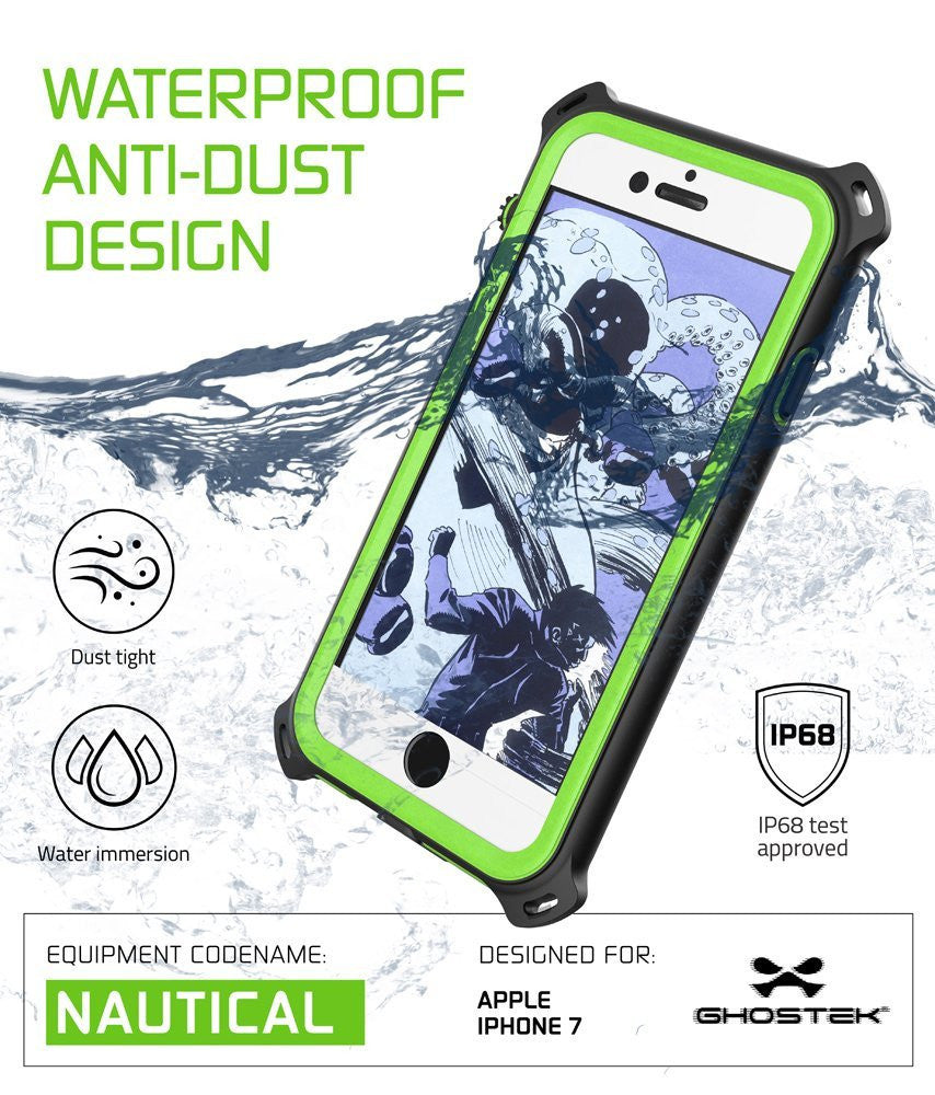 WATERPROOF ANTI-DUST DESIGN Dust tight Water immersion IP68 Certified test approved EQUIPMENT CODENAME: DESIGNED FOR ss NAUTICAL ht (Color in image: White)