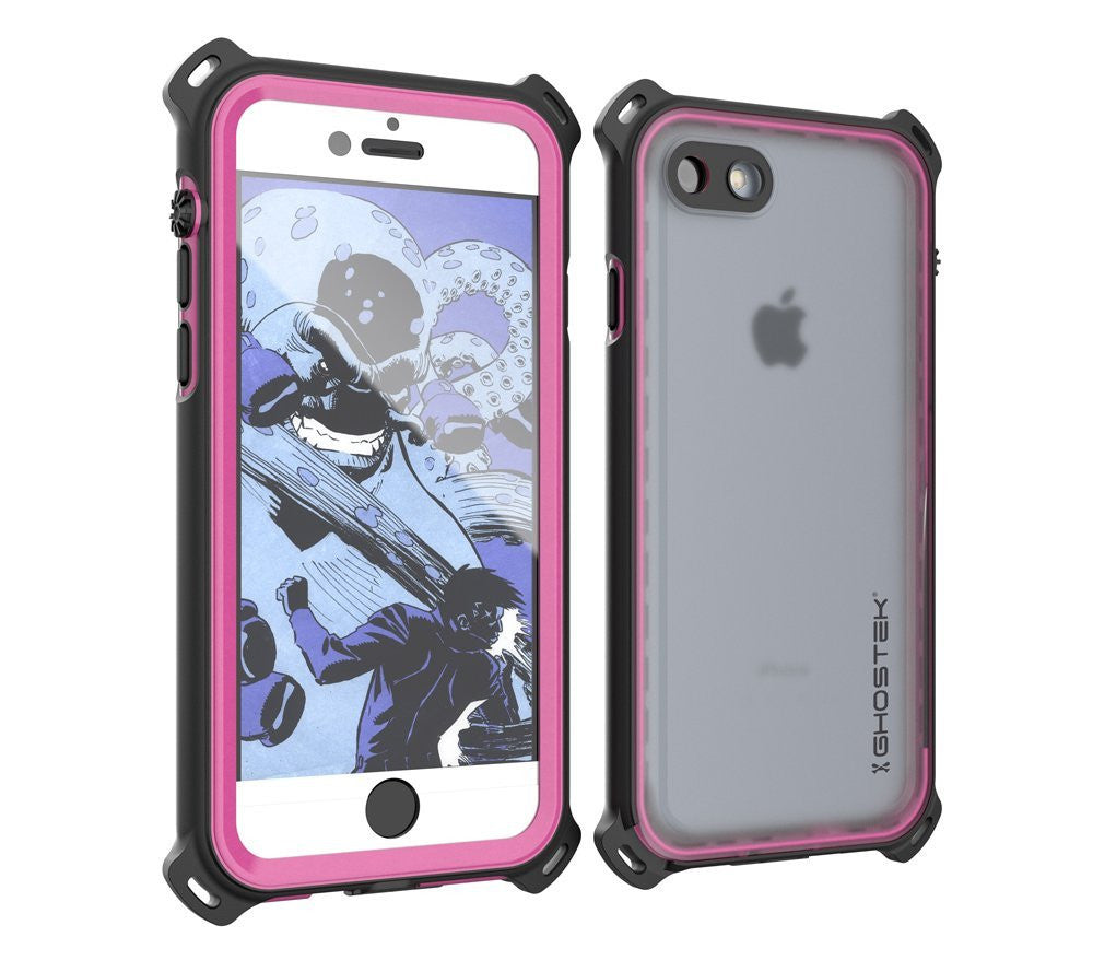 iPhone 7 Waterproof Case, Ghostek Nautical Series for iPhone 7 | Slim Underwater Protection | Adventure Duty | Ultra Fit | Swimming (Pink) (Color in image: Pink)