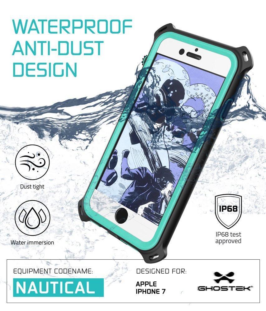 iPhone  8  Waterproof Case, Ghostek Nautical Series for iPhone  8  | Slim Underwater Protection | Adventure Duty | Ultra Fit | Swimming (Teal) (Color in image: Green)