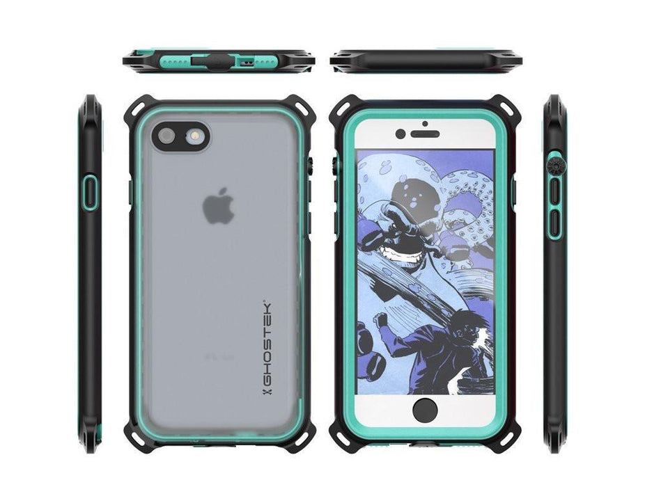iPhone  8  Waterproof Case, Ghostek Nautical Series for iPhone  8  | Slim Underwater Protection | Adventure Duty | Ultra Fit | Swimming (Teal) (Color in image: Pink)