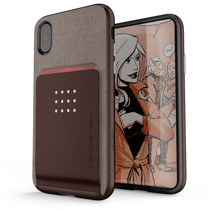 iPhone 8+ Plus Case, Ghostek Exec 2 Series for iPhone 8+ Plus Protective Wallet Case [BROWN] (Color in image: Brown)