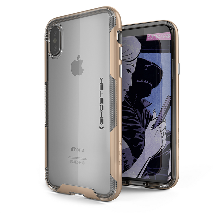iPhone X Case / iPhone 10 Cover, Ghostek Cloak3 Premium Transparent Tough Rugged Bumper + Unique Diamond Grip Face ID Compatible | Gold (Color in image: Gold)