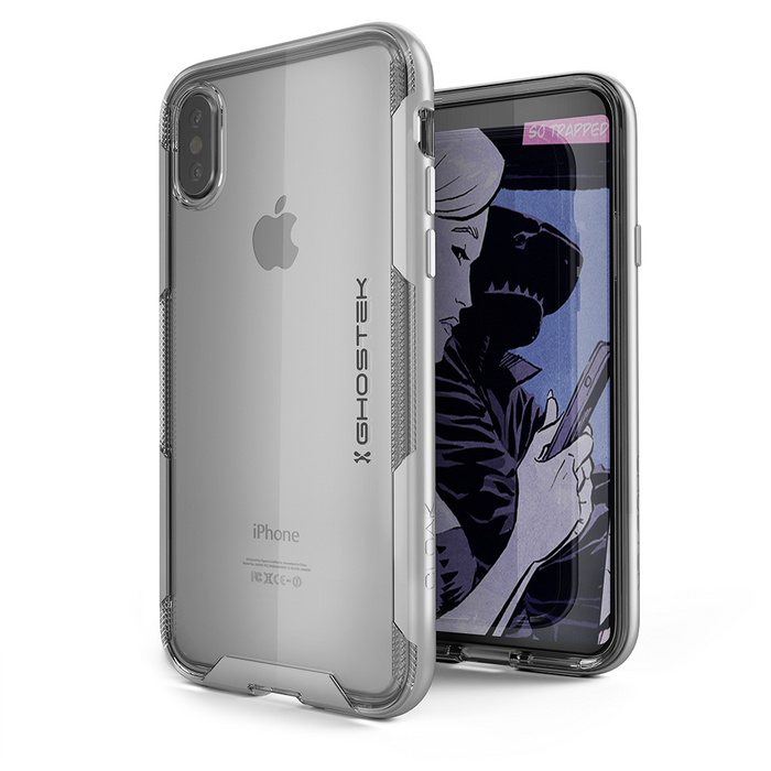 iPhone X Case, Ghostek Cloak 3 Series Ultra Slim Clear Hybrid Shockproof Protective Cover Designed for iPhone 10 – Supports Wireless Charging | Silver (Color in image: Pink)