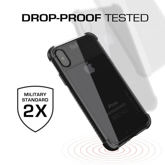 Ghostek Transparent iPhone X Case, Covert2 Series Resilient Rugged Armor Design | Supports AirPower Wireless Charging | Black (Color in image: Orange)