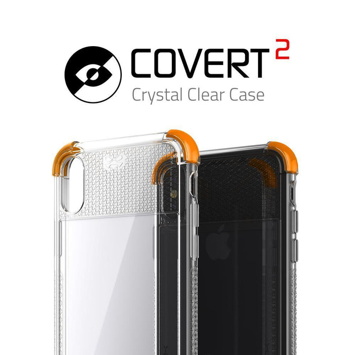 iPhone X Crystal Clear Case, Ghostek Covert2 Soft Skin Cover with Silicone Gel Corners | Enhanced State of the Art Fabrication | Face ID Compatible & Supports Wireless Charging | Orange (Color in image: White)