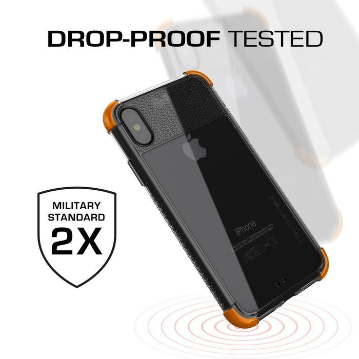 iPhone X Crystal Clear Case, Ghostek Covert2 Soft Skin Cover with Silicone Gel Corners | Enhanced State of the Art Fabrication | Face ID Compatible & Supports Wireless Charging | Orange (Color in image: Red)